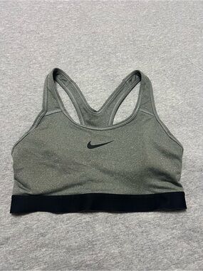 Nike Olive Gray Racerback Sports Bra with Black Band